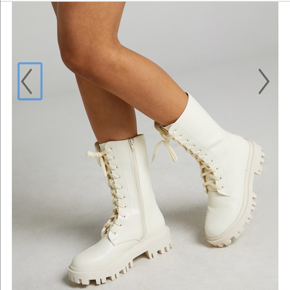 NWT PUBLIC DESIRE WHITE COMBAT BOOTS